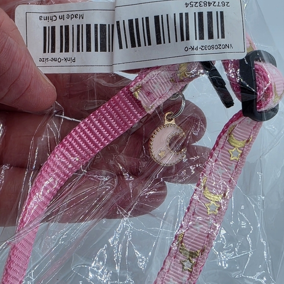 Pink Moon & Stars w/ Pendant Cat Collar - Picture 6 of 6